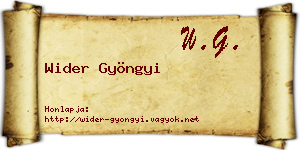 Wider Gyöngyi névjegykártya